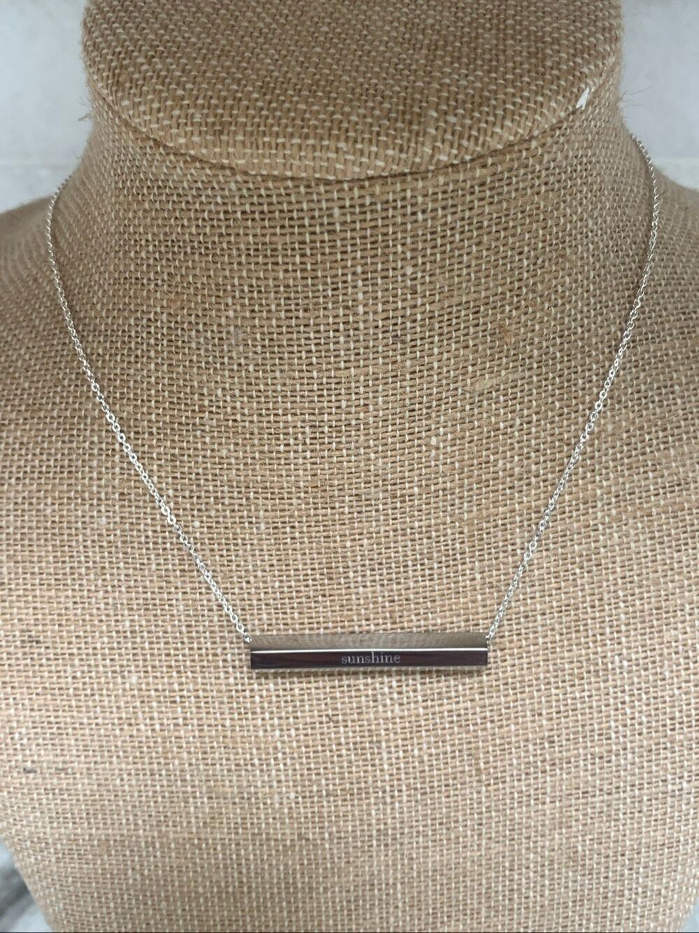 Origami Owl Silver Necklace with Engraved Bar Sunshine #sun